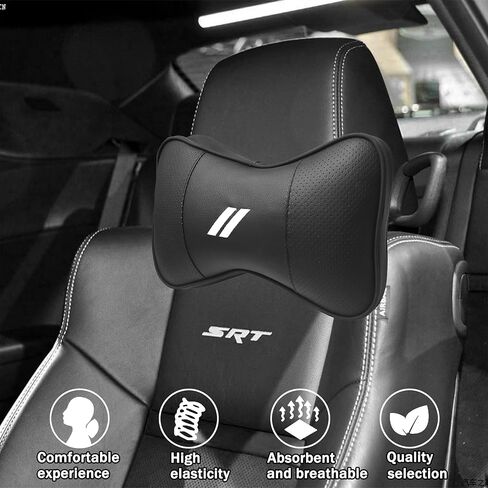 2 PCS Neck Pillow for Dodge Charger Challenger Durango Journey Universal Fit to All Dodge Comfortable Soft Seat Headrest Removable Neck Support for Dodge Accessories（Gray Trim） in Saudi Arabia