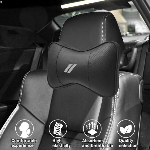 2 PCS Neck Pillow for Dodge Charger Challenger Durango Journey Universal Fit to All Dodge Comfortable Soft Seat Headrest Removable Neck Support for Dodge Accessories（Gray Trim） in Saudi Arabia
