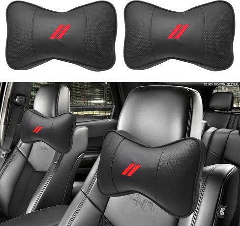 2 PCS Neck Pillow for Dodge Charger Challenger Durango Journey Universal Fit to All Dodge Comfortable Soft Seat Headrest Removable Neck Support for Dodge Accessories（Gray Trim） in Saudi Arabia