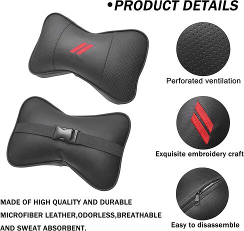 2 PCS Neck Pillow for Dodge Charger Challenger Durango Journey Universal Fit to All Dodge Comfortable Soft Seat Headrest Removable Neck Support for Dodge Accessories（Gray Trim） in Saudi Arabia