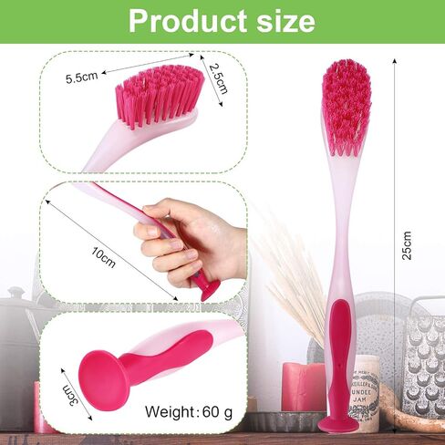 5 Pieces Long Dish Brush with Handle Assorted Color Dishwashing Brush with Suction Cup Multipurpose Scrub Cleaning Tool for Kitchen, Toilet, Etc. in Saudi Arabia