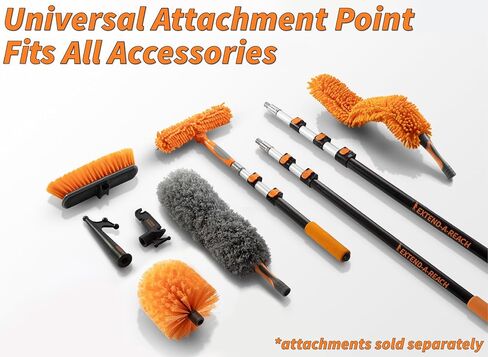 30-Foot Exterior House Cleaning Brush Set with 5-24 ft Extension Pole | Vinyl Siding Brushes with Telescopic Extendable Pole & Window Cleaning Squeegee // The Ultimate Extension Scrub Brush Set in Saudi Arabia