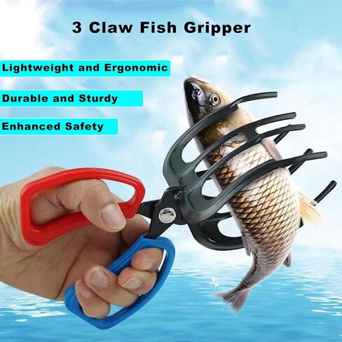 2PCS 3 Claw Fish Gripper,Upgrade Metal Fishing Pliers Gripper Fish Control Clamp,Grip Tackle Tool Control Forceps for Most Freshwater Fish in Saudi Arabia