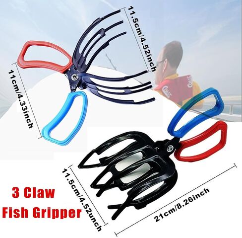 2PCS 3 Claw Fish Gripper,Upgrade Metal Fishing Pliers Gripper Fish Control Clamp,Grip Tackle Tool Control Forceps for Most Freshwater Fish in Saudi Arabia