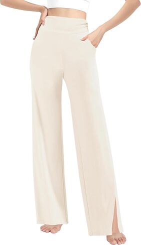 Afibi Women's Casual Loose Wide Leg Cozy Pants Yoga Sweatpants Comfy High Waisted Sports Athletic Lounge Pants with Pockets in Saudi Arabia
