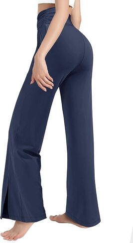 Afibi المرأة عادية فضفاضة واسعة الساق السراويل المريحة اليوغا Sweatpants مريح عالية الخصر الرياضة صالة السراويل الرياضية مع جيوب in Kuwait