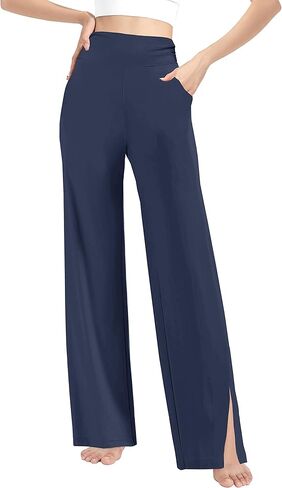 Afibi المرأة عادية فضفاضة واسعة الساق السراويل المريحة اليوغا Sweatpants مريح عالية الخصر الرياضة صالة السراويل الرياضية مع جيوب in Kuwait