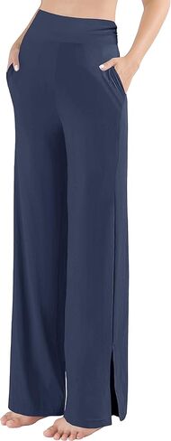 Afibi المرأة عادية فضفاضة واسعة الساق السراويل المريحة اليوغا Sweatpants مريح عالية الخصر الرياضة صالة السراويل الرياضية مع جيوب in Kuwait