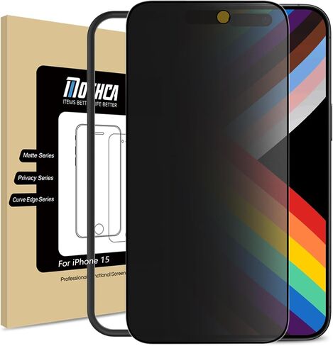 Mothca Matte Privacy Screen Protector for iPhone 15 [6.1 inch] with Easy Installation Tool, Anti Spy Anti Glare Full Coverage Tempered Glass Film, Anti-Fingerprint, Case Friendly, Smooth as Silk in Saudi Arabia