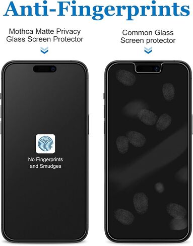 Mothca Matte Privacy Screen Protector for iPhone 15 [6.1 inch] with Easy Installation Tool, Anti Spy Anti Glare Full Coverage Tempered Glass Film, Anti-Fingerprint, Case Friendly, Smooth as Silk in Saudi Arabia