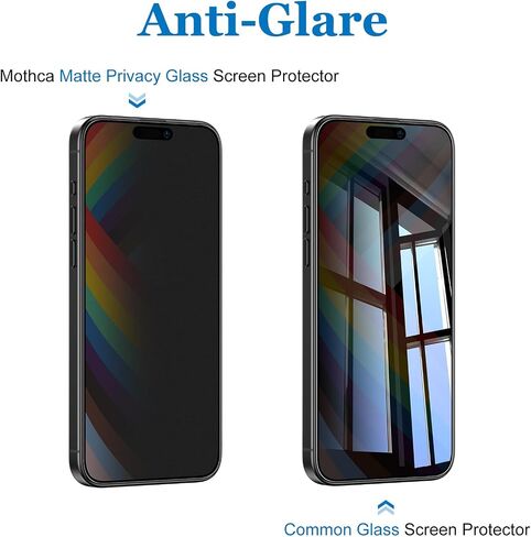 Mothca Matte Privacy Screen Protector for iPhone 15 [6.1 inch] with Easy Installation Tool, Anti Spy Anti Glare Full Coverage Tempered Glass Film, Anti-Fingerprint, Case Friendly, Smooth as Silk in Saudi Arabia