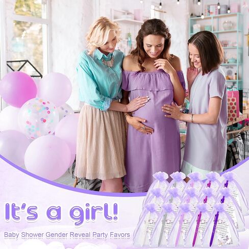 50 Set Baby Shower Favors Pens with It's a Boy/Girl Ballpoint Pens Thank You Tags Organza Bags Return Gifts for Guest Baby Shower Party Supplies(Purple, It's a girl) in Saudi Arabia