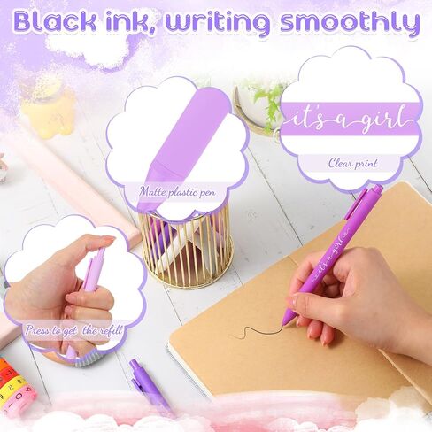 50 Set Baby Shower Favors Pens with It's a Boy/Girl Ballpoint Pens Thank You Tags Organza Bags Return Gifts for Guest Baby Shower Party Supplies(Purple, It's a girl) in Saudi Arabia
