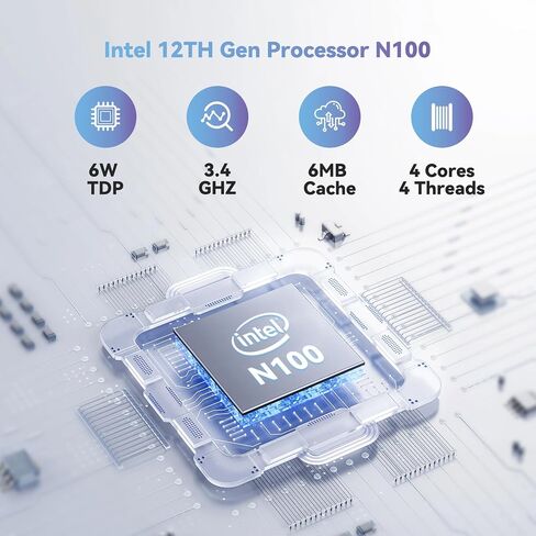 DreamQuest N100 Mini Pc Windows 11 Pro مثبت مسبقًا، Intel N100 (حتى 3.4 جيجا هرتز) كمبيوتر مكتبي صغير، 16 جيجا DDR4 RAM 512 جيجا M.2 SSD كمبيوتر، USB3.2، WIFI 5، بلوتوث، Dual Lan، 4k HDMI، للمنزل/المكتب in Saudi Arabia