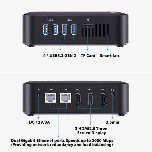 DreamQuest N100 Mini Pc Windows 11 Pro مثبت مسبقًا، Intel N100 (حتى 3.4 جيجا هرتز) كمبيوتر مكتبي صغير، 16 جيجا DDR4 RAM 512 جيجا M.2 SSD كمبيوتر، USB3.2، WIFI 5، بلوتوث، Dual Lan، 4k HDMI، للمنزل/المكتب in Saudi Arabia