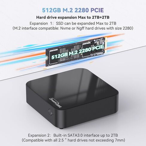 DreamQuest N100 Mini Pc Windows 11 Pro مثبت مسبقًا، Intel N100 (حتى 3.4 جيجا هرتز) كمبيوتر مكتبي صغير، 16 جيجا DDR4 RAM 512 جيجا M.2 SSD كمبيوتر، USB3.2، WIFI 5، بلوتوث، Dual Lan، 4k HDMI، للمنزل/المكتب in Saudi Arabia