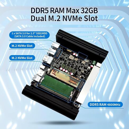 Firewall Mini PC Quad Core N100, DDR5 8GB RAM 128GB NVMe SSD, 6 x 2.5GbE i226V LAN Fanless Computer Hardware, Micro Router Appliance, AES-NI, OPNsense, TypeC Port, TF Card Slot in Kuwait