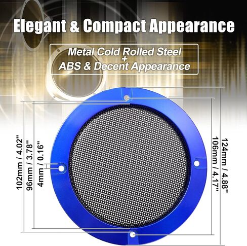 X AUTOHAUX 4 Inch Car Metal Audio Speaker Grill Cover Mesh Woofer Horn Guard Decorative Circle Grille Protector Blue in Saudi Arabia
