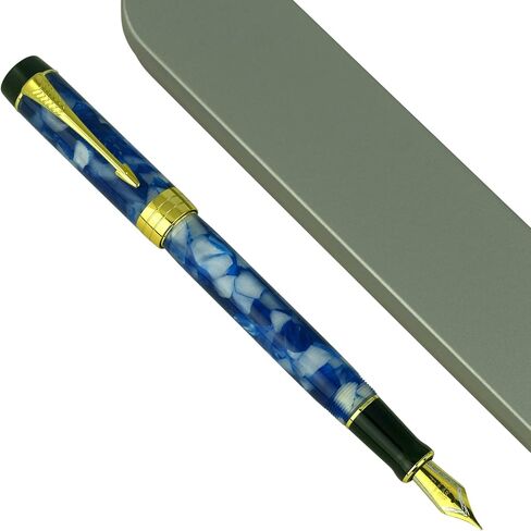 Jinhao Century Series 100 Fountain Pen, Dark Blue Marble, 18KGP Fine Nib With Ink Converter, Arrow Clip, Gift Box in Saudi Arabia