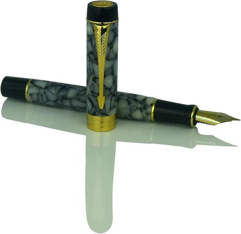 قلم حبر Jinhao Century Series 100، رخام أزرق داكن، سن رفيع 18KGP مع محول حبر، مشبك سهم، صندوق هدايا in Kuwait