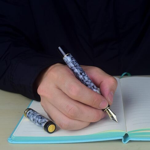 قلم حبر Jinhao Century Series 100، رخام أزرق داكن، سن رفيع 18KGP مع محول حبر، مشبك سهم، صندوق هدايا in Kuwait