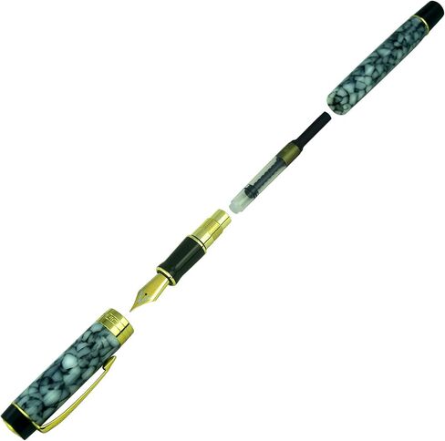 قلم حبر Jinhao Century Series 100، رخام أزرق داكن، سن رفيع 18KGP مع محول حبر، مشبك سهم، صندوق هدايا in Kuwait