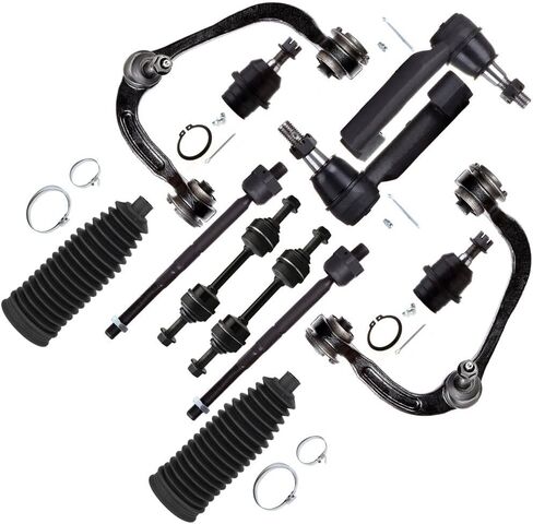 SCITOO 12-PC SET طقم تعليق لـ 2009-2014 لفورد F-150 ذراع التحكم العلوي الأمامي ومفصل كروي سفلي كروي داخلي خارجي قضيب ربط طرفي شريط نهاية وصلة توجيه التمهيد in Saudi Arabia