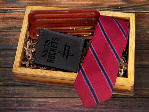NBA Houston Rockets Men’s Trifold Black Wallet - Premium 9 Pocket Laser-Engraved Team Logo on Vegan Leather - Minimalist Design, ID Window, Credit Card Holder - Ideal Men’s Gift in Saudi Arabia