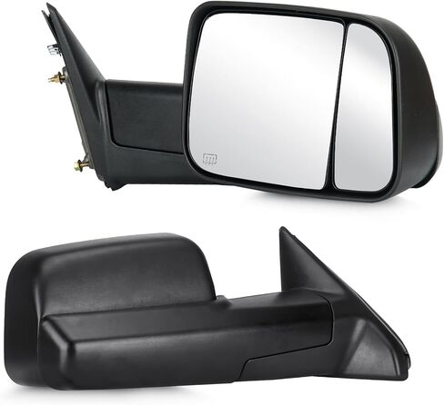 Youxmoto Towing Mirrors Fits 09-17 for Dodge Ram 1500; 11-17 Ram 2500/3500 Pickup Truck 2009 2010 2011 2012 2013 2014 2015 2016 2017, Tow Mirrors Heated, Manual Folding/Flip Up in Saudi Arabia