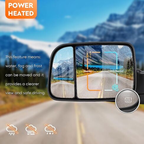 Youxmoto Towing Mirrors Fits 09-17 for Dodge Ram 1500; 11-17 Ram 2500/3500 Pickup Truck 2009 2010 2011 2012 2013 2014 2015 2016 2017, Tow Mirrors Heated, Manual Folding/Flip Up in Saudi Arabia