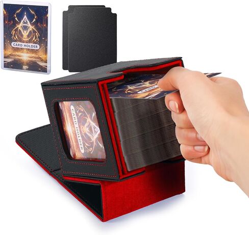 MTG Deck Box for Commander Display, PU Leather Card Storage Box for Trading Cards, TCG CCG, YuGiOh, Collectibles Sport Cards, Microfiber Lined with 2 Dividers and 1 Toploader (Black/Deep Blue) in Saudi Arabia