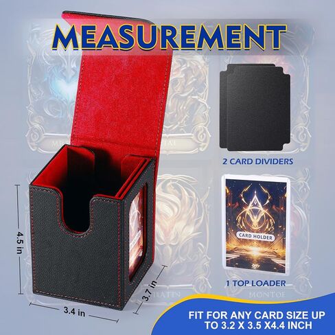 MTG Deck Box for Commander Display, PU Leather Card Storage Box for Trading Cards, TCG CCG, YuGiOh, Collectibles Sport Cards, Microfiber Lined with 2 Dividers and 1 Toploader (Black/Deep Blue) in Saudi Arabia