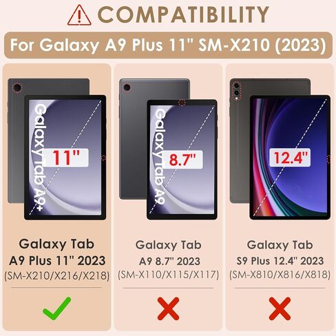 DETUOSI Compatible with Samsung Galaxy Tab A9 Plus Case 11 inch 2023, with Shoulder Strap & Stylus Pen, Soft Silicone Multi-Angle Case for Galaxy Tab A9+ Tablet SM-X210/X216/X218, Rose Red & Purple in Saudi Arabia