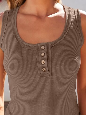 3 Pack Womens Tank Tops Ribbed Henley Going Out Outfits Spring Summer Casual Sleeveless Basic Cute Cami Slim Fitted Button Down Blouses Dressy Trendy Clothing 2024 in Saudi Arabia
