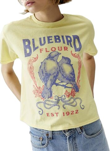 Graphic Baby Tees for Women Y2k Short Sleeve Floral Print Crop Tops Vintage Aesthetic Summer Teens Girl T-Shirt in Saudi Arabia