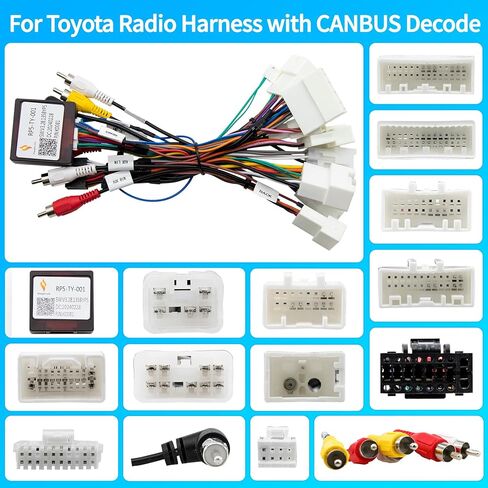 محول كابل طاقة راديو ستيريو للسيارة مع مقبس طاقة Canbus 16PIN لسيارة Toyota Camry Corolla RAV4 Prius Sienna Tacoma Prado 4 Runner Highlander Tundra متوافق مع مضخم صوت JBL in Kuwait