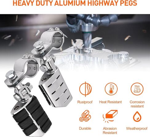 أوتاد الطريق السريع للدراجات النارية لقضيب Harley Crash Bar، مسند للقدمين على الطريق السريع العالمي قابل للتعديل من أجل جولة Softail Dyna Sportster Road King Street Glide Kawasaki سوزوكي 25 مم 32 مم 34 م (أسود) in Kuwait