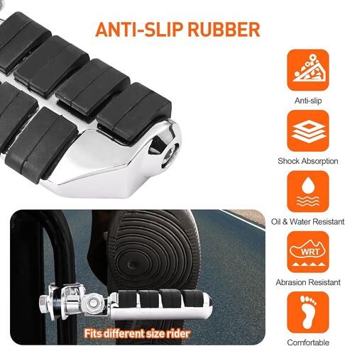 أوتاد الطريق السريع للدراجات النارية لقضيب Harley Crash Bar، مسند للقدمين على الطريق السريع العالمي قابل للتعديل من أجل جولة Softail Dyna Sportster Road King Street Glide Kawasaki سوزوكي 25 مم 32 مم 34 م (أسود) in Kuwait