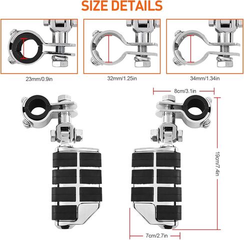 أوتاد الطريق السريع للدراجات النارية لقضيب Harley Crash Bar، مسند للقدمين على الطريق السريع العالمي قابل للتعديل من أجل جولة Softail Dyna Sportster Road King Street Glide Kawasaki سوزوكي 25 مم 32 مم 34 م (أسود) in Kuwait