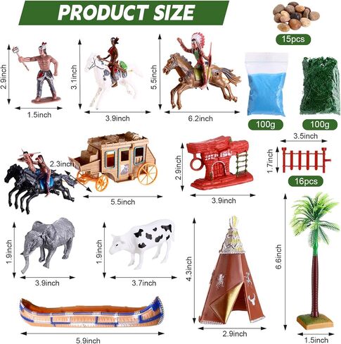 81 Pcs Native American Indians Figures Toys Set, Plastic Indian Figures Play Historical Toys, Mixed Model Trees, Stone Moss for Kids Educational School Project Decoration Birthday Gift in Saudi Arabia