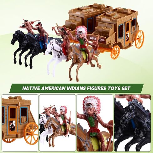 81 Pcs Native American Indians Figures Toys Set, Plastic Indian Figures Play Historical Toys, Mixed Model Trees, Stone Moss for Kids Educational School Project Decoration Birthday Gift in Saudi Arabia