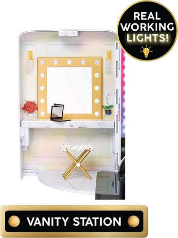 قوس قزح High Rainbow Vision World Tour Bus & Stage. مجموعة لعب فاخرة 4 في 1 للعب المضيئة تتضمن كشك دي جي وإكسسوارات للعب بزاوية 360 درجة، هدية رائعة للأطفال من سن 6 إلى 12 عامًا وهواة الجمع in Kuwait