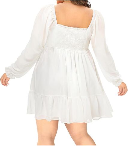Plus Size Women's Sweetheart Neckline Dress Smocked Short Summer Sundress Chiffon Mini Cute Graduation Dresses in Kuwait