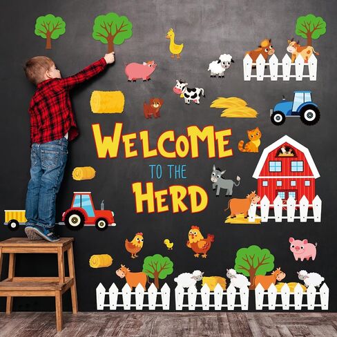 89 Pcs Farm Bulletin Board Cutouts Farm Animals Classroom Decoration Welcome to The Herd Bulletin Board Set Back to School Kids Educational Learning Activities School Class Decor in Saudi Arabia