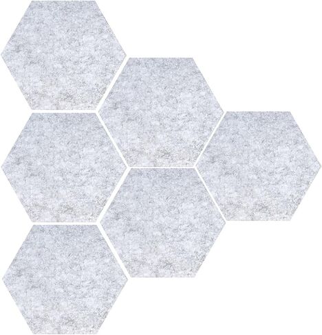 Felt Bulletin Board, 6pcs Felt Tile Board Hexagon Push Pin Board, Wall Stickers Self Adhesive Hexagon Cork Board, Bulletin Board, Pin Board, Felt Tiles for Home Office Classroom (Light Grey) in Saudi Arabia