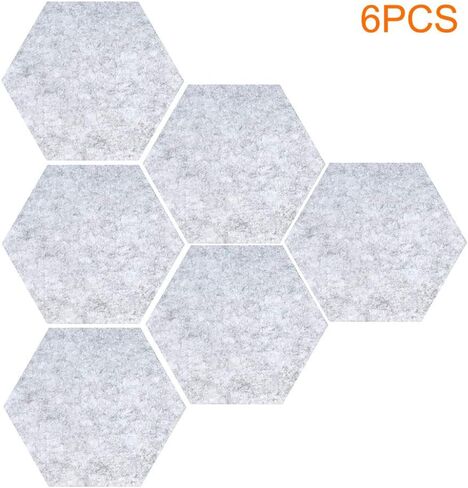Felt Bulletin Board, 6pcs Felt Tile Board Hexagon Push Pin Board, Wall Stickers Self Adhesive Hexagon Cork Board, Bulletin Board, Pin Board, Felt Tiles for Home Office Classroom (Light Grey) in Saudi Arabia