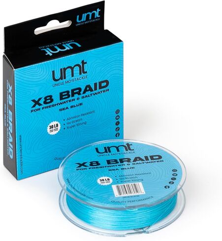 UMT - *سعر الإطلاق* خط صيد فائق الجديلة بطول 150 ياردة من البولي إيثيلين 8 ستراند - قوة عالية، متوفر بخيارات 10 رطل و20 رطل و30 رطل باللون الأخضر الطحلبي والأزرق البحري بدرجة احترافية صفر قابلة للتمدد للغاية in Saudi Arabia