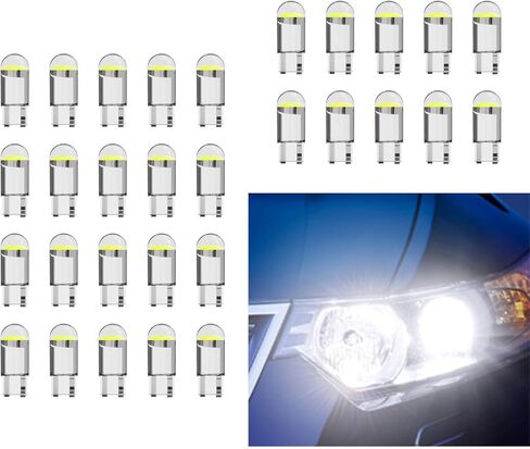 30Pcs 194 Car LED Light Bulbs, 12V 6000K Interior Lights, 168 2825 W5W T10 Wedge COB LED Replacement Bulbs, Universal Fit Dashboard Light, Dome Light, Sign Light, License Plate Light in Saudi Arabia