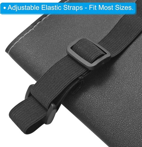 PATIKIL Car Tissue Holder Set, 2 Pcs PU Leather Rectangle Napkin Paper Towel Dispenser Box Case with Elastic Strap for Car Sun Visor Seat, Black Beige in Saudi Arabia