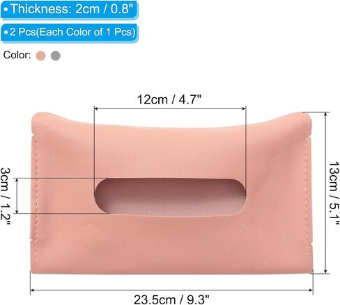 PATIKIL Car Tissue Holder Set, 2 Pcs PU Leather Rectangle Napkin Paper Towel Dispenser Box Case with Elastic Strap for Car Sun Visor Seat, Black Beige in Saudi Arabia